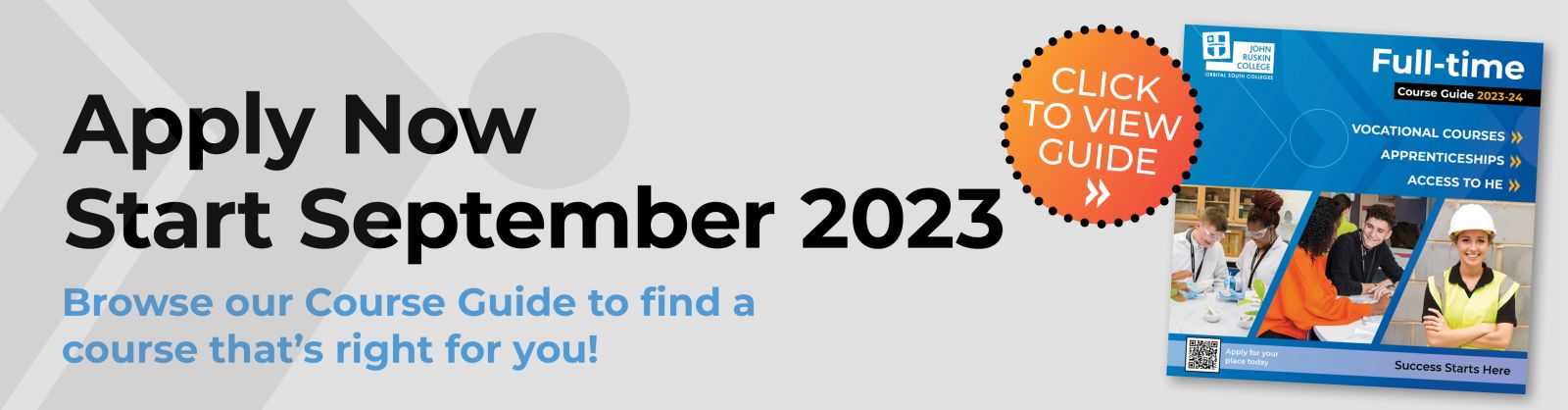 Apply now for a full time course for september 2023