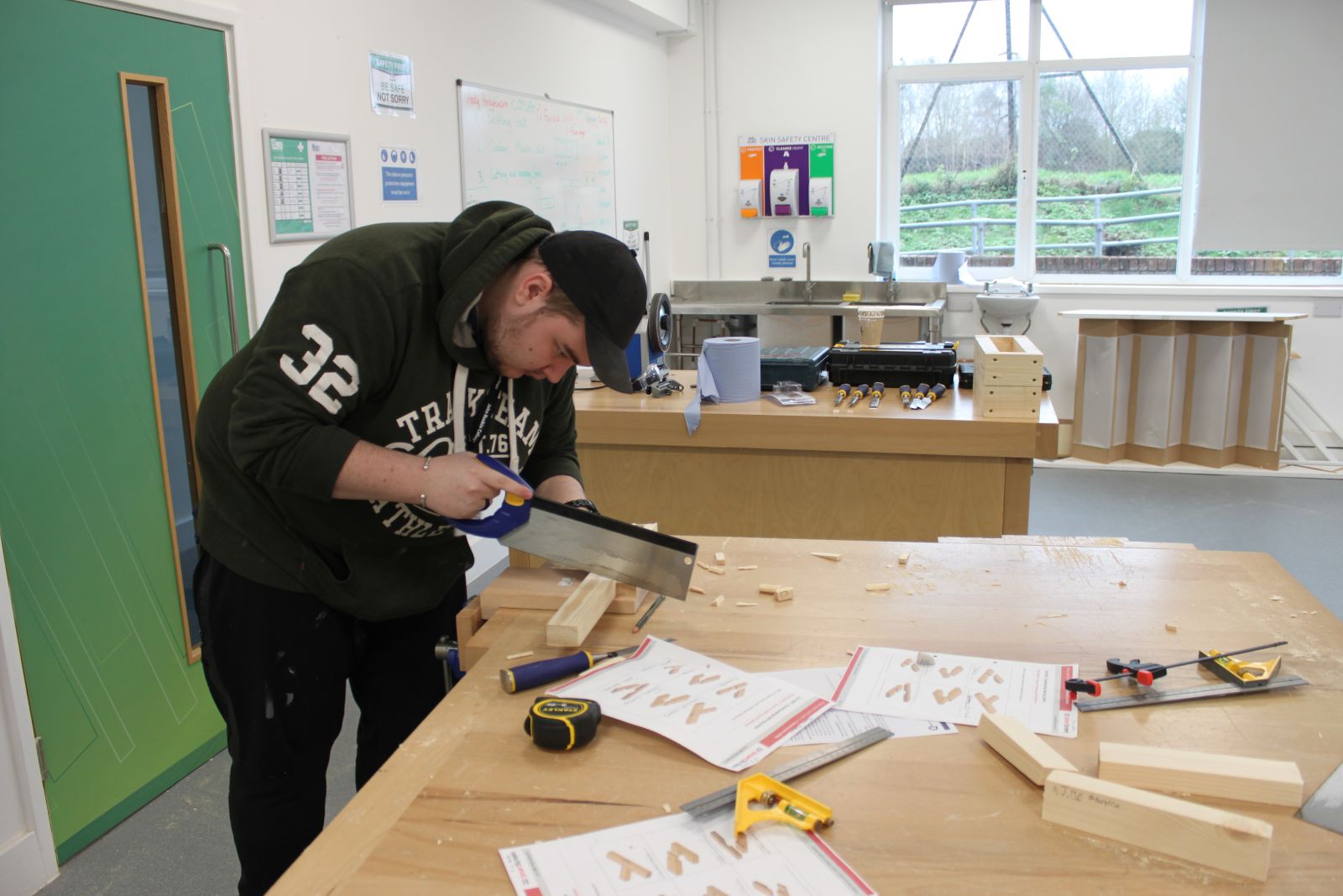 A Carpentry student at John Ruskin College