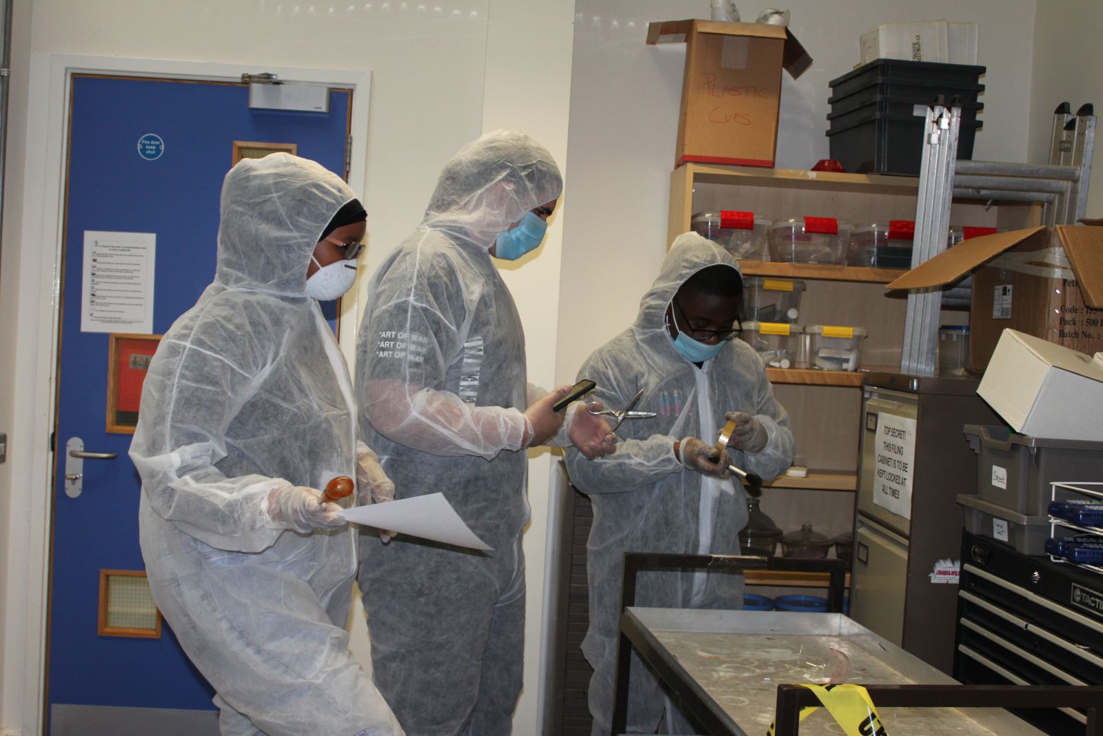 Applied Science students at John Ruskin College investigate a mock crime scene