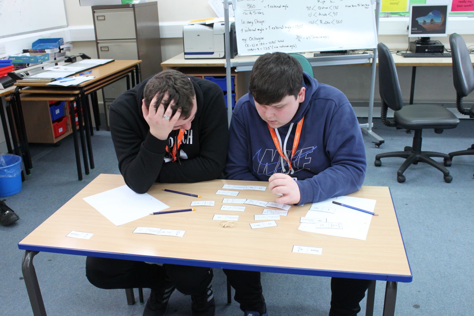 Liam and Jack working on their Tarsia puzzle