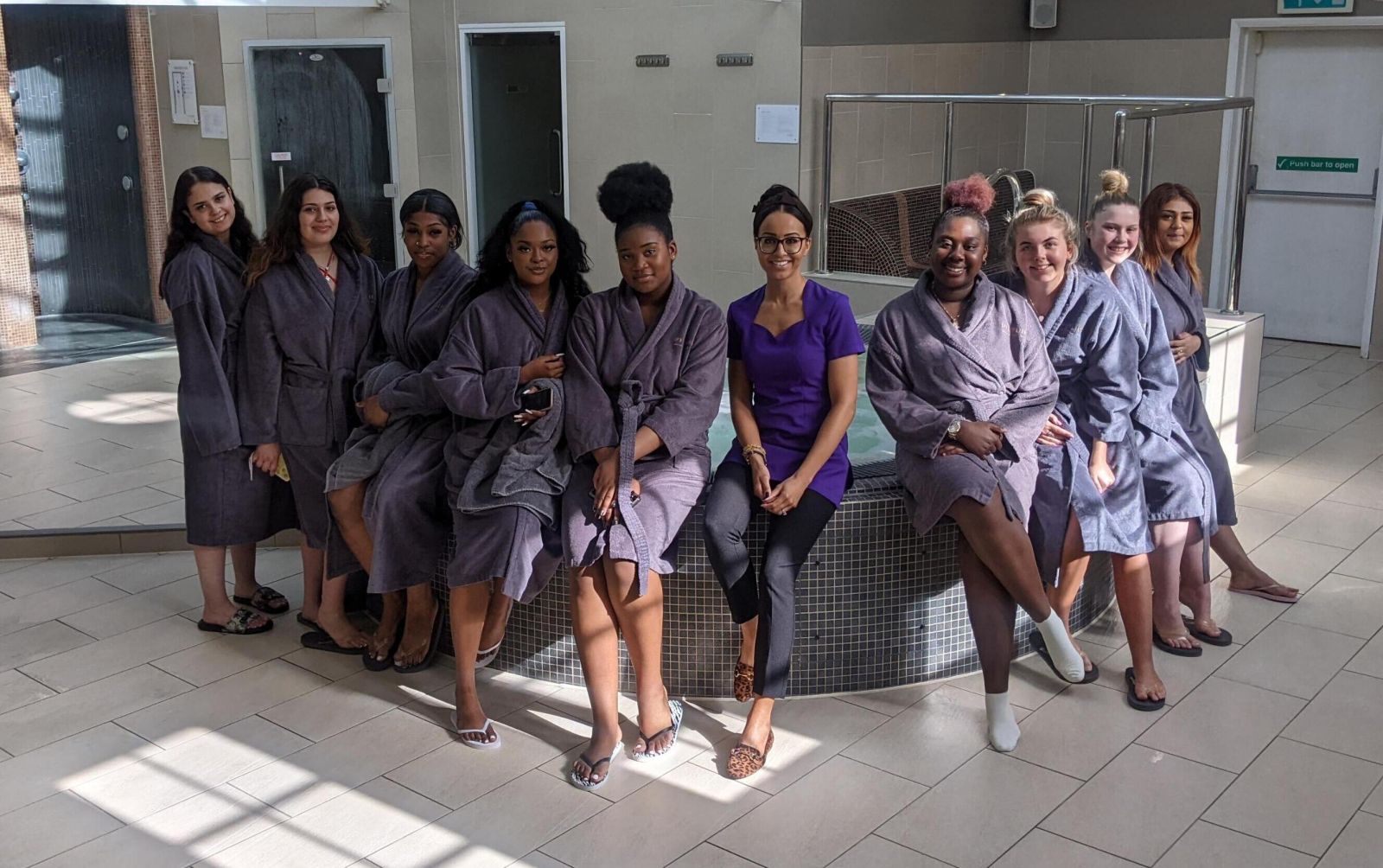Body & Spa Level 3 students with tutor Natalie