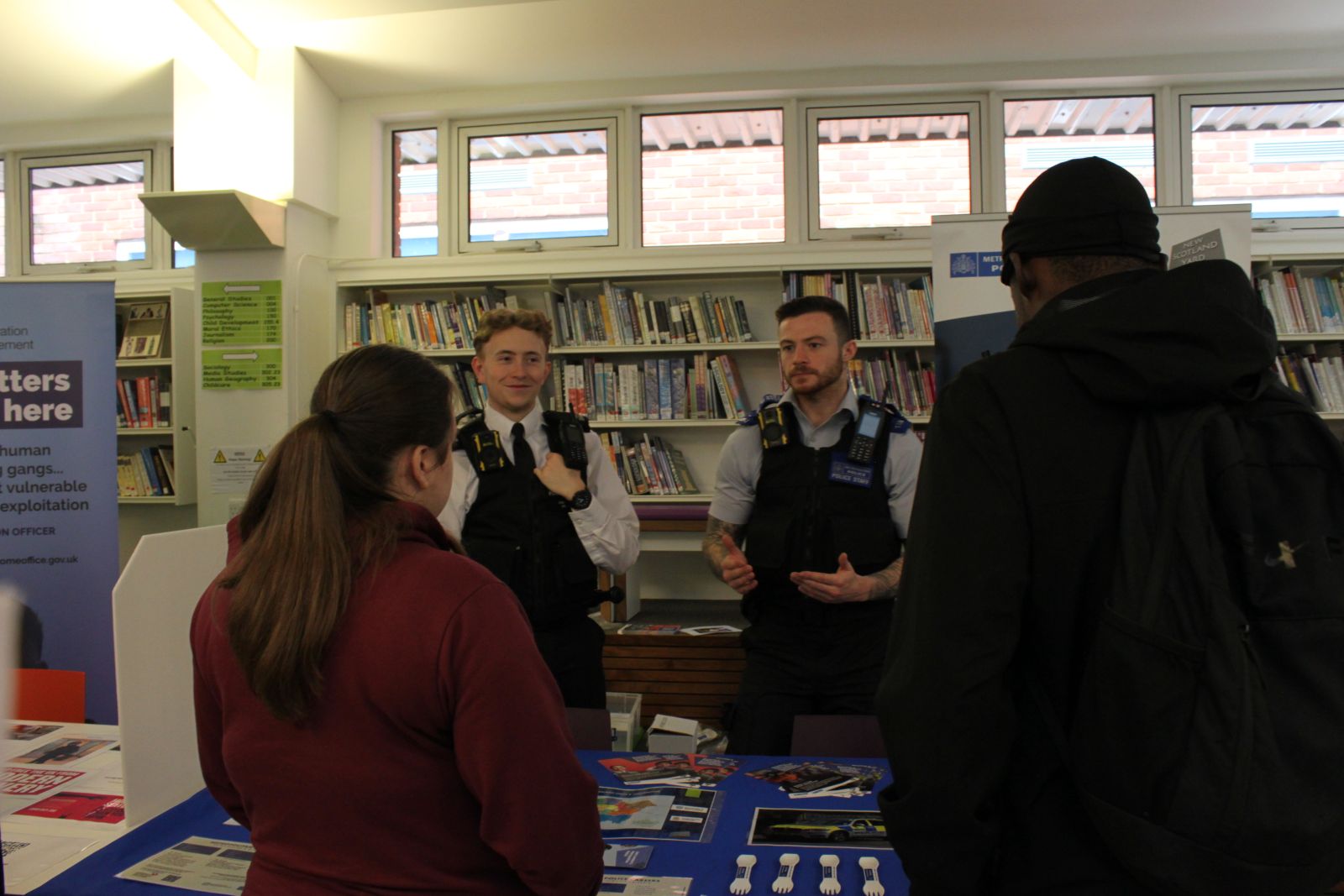 police talking to students at careers fair