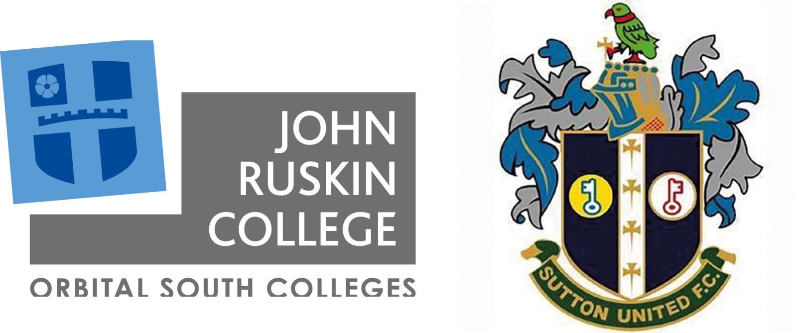 John Ruskin College Logo and Sutton united football club logo